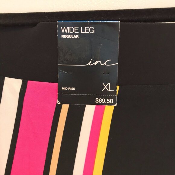 NWT INC International Concepts Stripe Wide Leg Pant Size XLarge Black, pink, yel - Picture 4 of 8